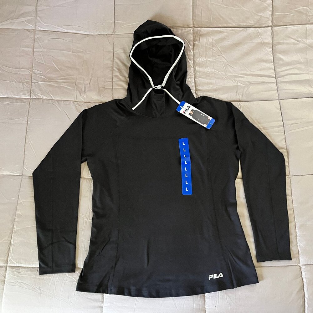 Fila Womens Midweight Training Pullover Hoodie * Size L * Black * Wicking * NWT